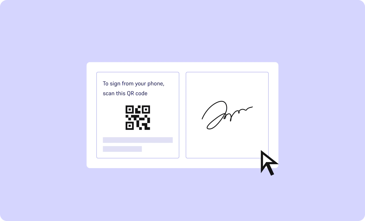 Signing a document from a mobile device using a QR code.